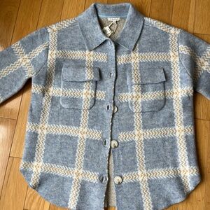 Z Supply Tyler Plaid Sweater Jacket in Light Denim